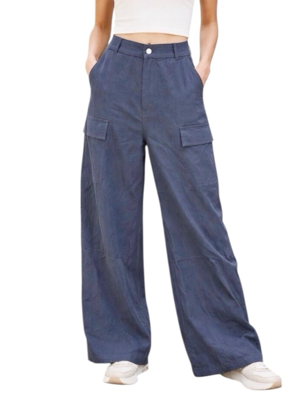 HALARA Navy Wide Leg Cargo Pants
